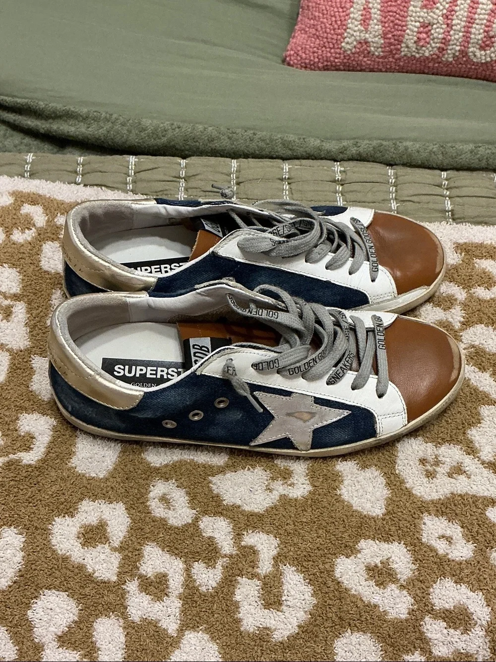 Golden Goose Men’s Low-Top Sneakers in Navy, Brown & White
